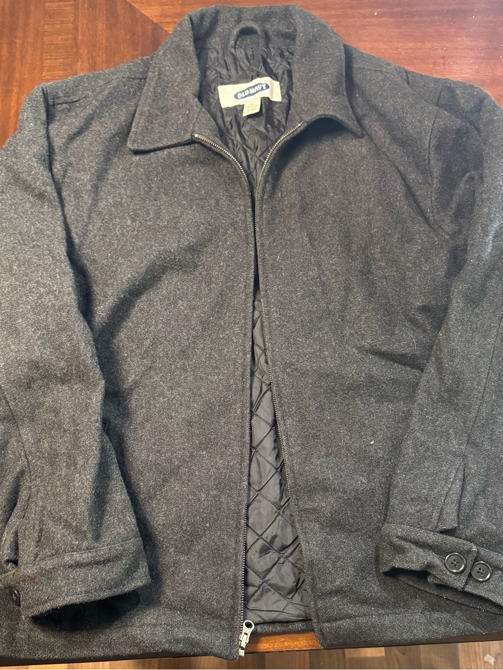 Old Navy Men's Charcoal Wool-Blend Pea Coat